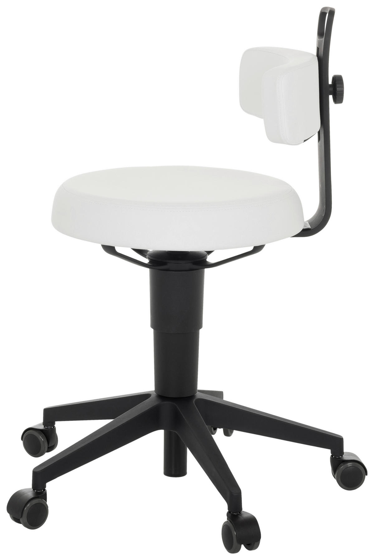 KONTORSPALL  vit  - vit/svart, Basics, läder/plast (40/74-86/46cm) - MID.YOU