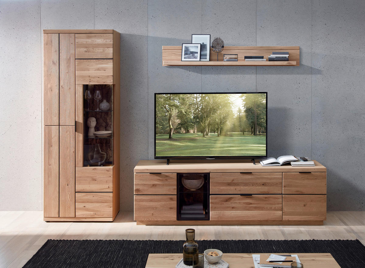 OBÝVACÍ STĚNA černá, divoký dub - divoký dub/černá, Konvenční, kov/dřevo (290/207/50cm) - Linea Natura
