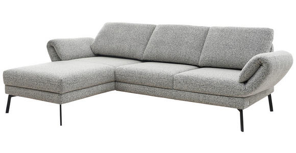 ECKSOFA  in Flachgewebe Blaugrau  175-224/255-365 cm  - Blaugrau/Schwarz, Design, Textil/Metall (175-224/255-365cm) - Dieter Knoll