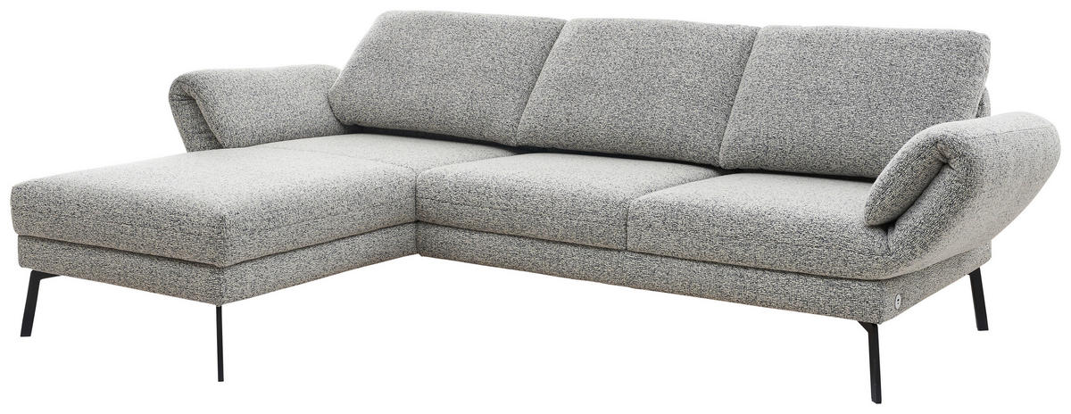 ECKSOFA in Flachgewebe Blaugrau  175-224/255-365 cm  - Blaugrau/Schwarz, Design, Textil/Metall (175-224/255-365cm) - Dieter Knoll