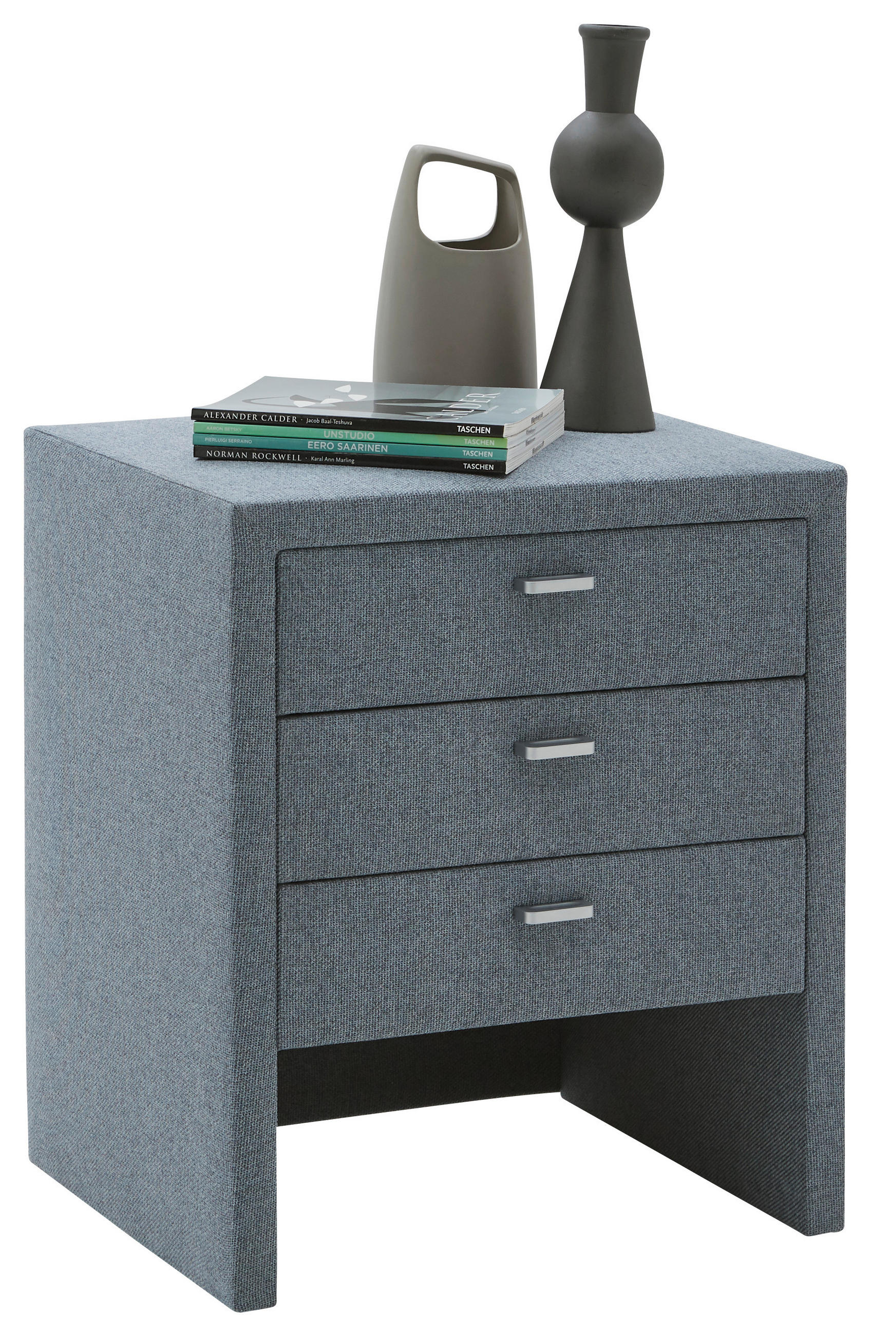 NACHTSCHRANK 48/55/40 cm  - Graublau/Silberfarben, KONVENTIONELL, Textil/Metall (48/55/40cm) - Voleo