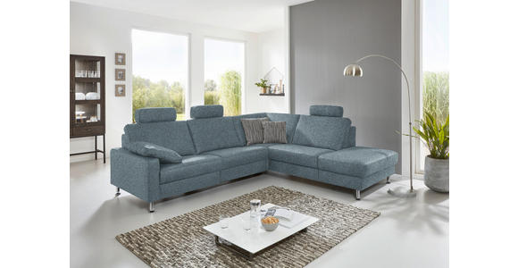 ECKSOFA in Mikrofaser Blau 275/242 cm - Blau/Alufarben, Design, Textil/Metall (275/242cm) - Dieter Knoll
