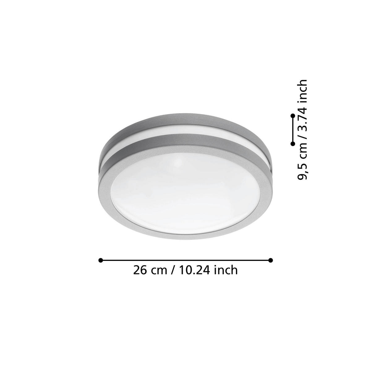 AUßENDECKENLEUCHTE 26/9,5 cm   - Silberfarben/Weiß, Design, Kunststoff/Metall (26/9,5cm) - Eglo