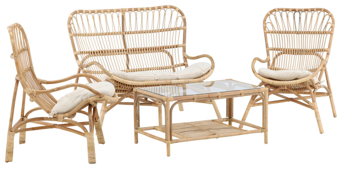 LOUNGEGARNITUR Rattan  - Braun, KONVENTIONELL, Holz - Gardenson