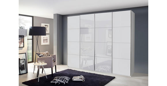 SCHWEBETÜRENSCHRANK 271/235/68 cm 4-türig Weiß - Chromfarben/Weiß, KONVENTIONELL, Glas/Holzwerkstoff (271/235/68cm) - Novel