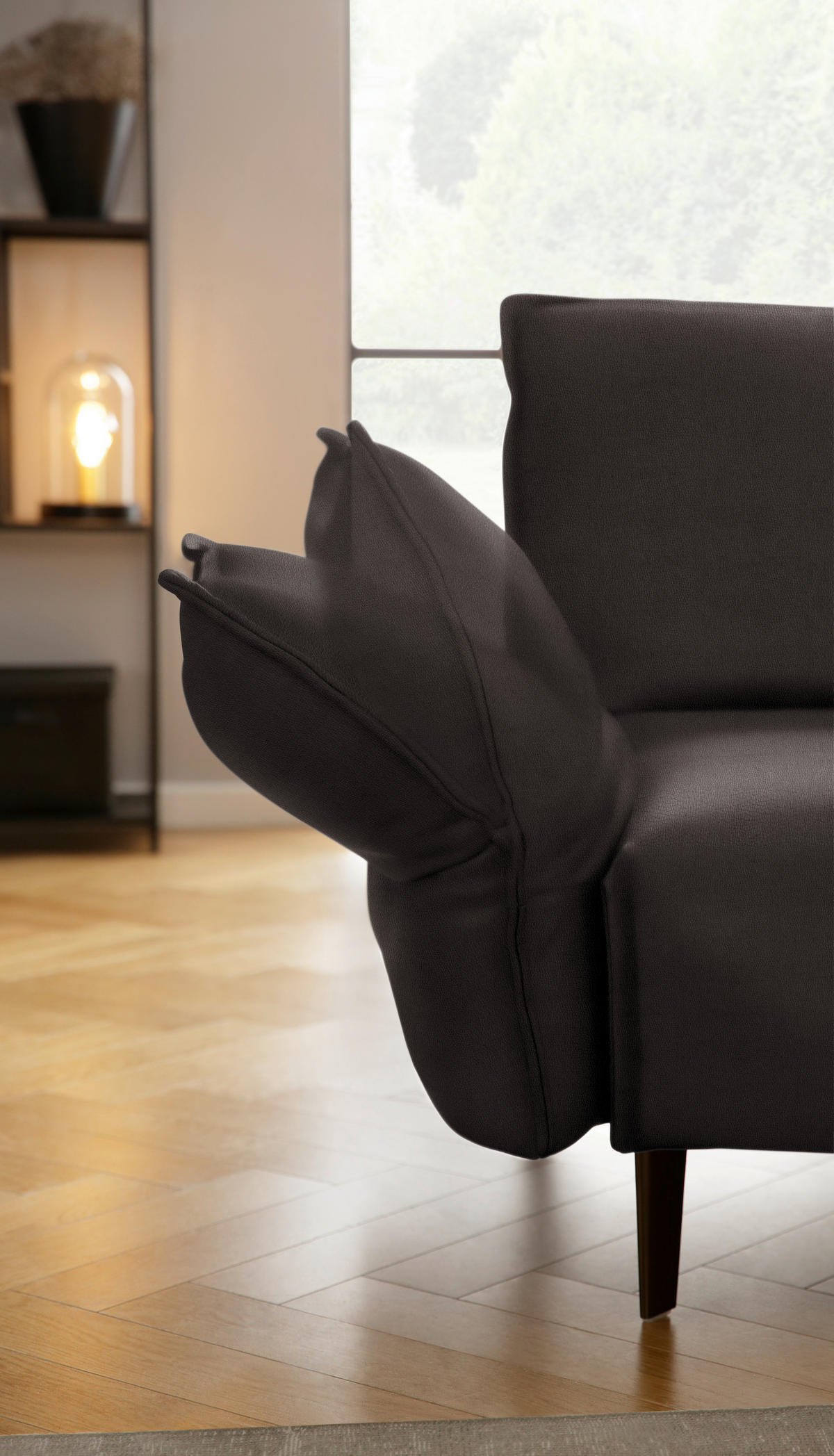 ECKSOFA in Echtleder Dunkelbraun  - Dunkelbraun/Schwarz, Design, Leder/Metall (340/272cm) - W.Schillig