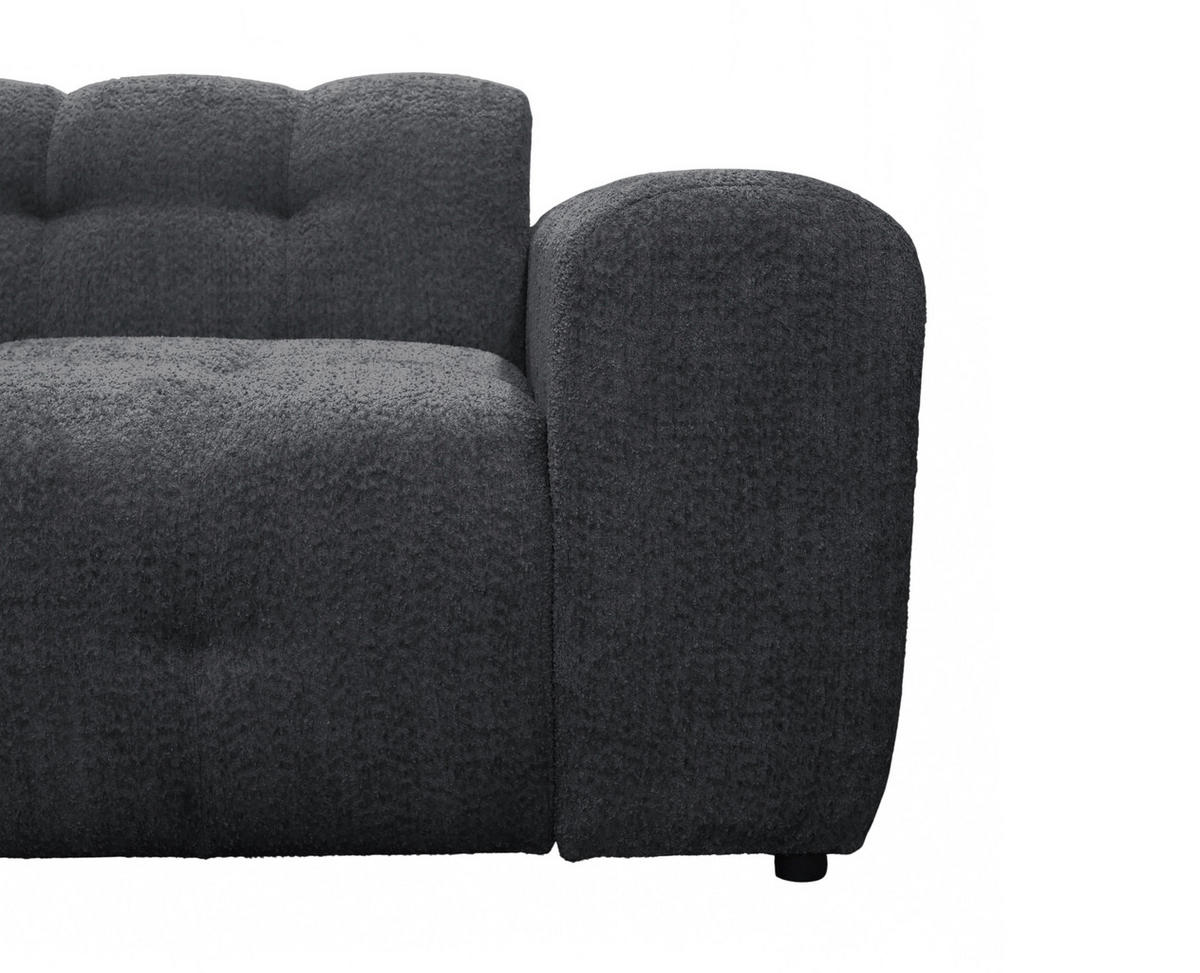 ECKSOFA RUNO Dunkelgrau Bouclé  - Dunkelgrau/Schwarz, Design, Kunststoff/Textil (175/270cm) - MID.YOU