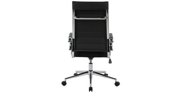 DREHSTUHL Schwarz, Chromfarben - Chromfarben/Schwarz, KONVENTIONELL, Leder/Kunststoff (63,5/103/112.5/55,5cm) - Venda