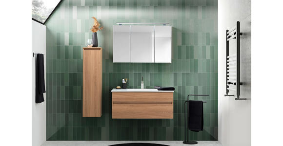 BADEZIMMER 102 cm  - Eichefarben/Weiß, Design, Glas/Keramik (102cm) - Novel