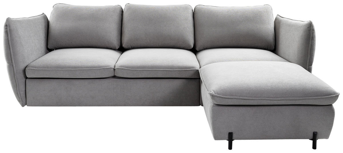 ECKSOFA in Grau  - Schwarz/Grau, Modern, Textil/Metall (262/178cm) - MID.YOU