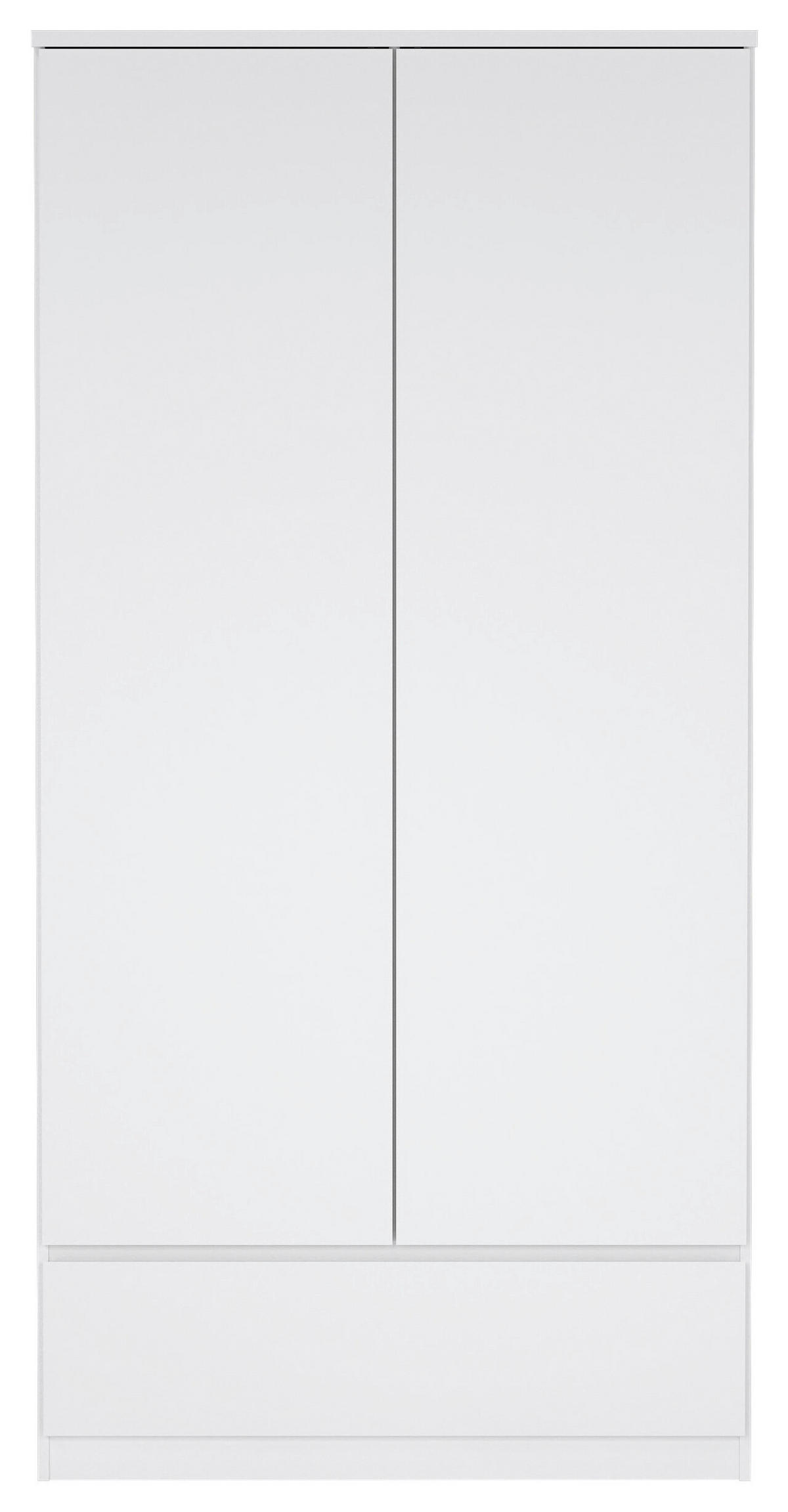 ORMAR ZA ODJEĆU     - bijela visoki sjaj, Basics, drvni materijal (98,9/200,6/50cm) - P & B