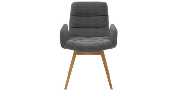 ARMLEHNSTUHL  in Cord  - Dunkelgrau/Naturfarben, Design, Holz/Textil (61/88/66cm) - Dieter Knoll