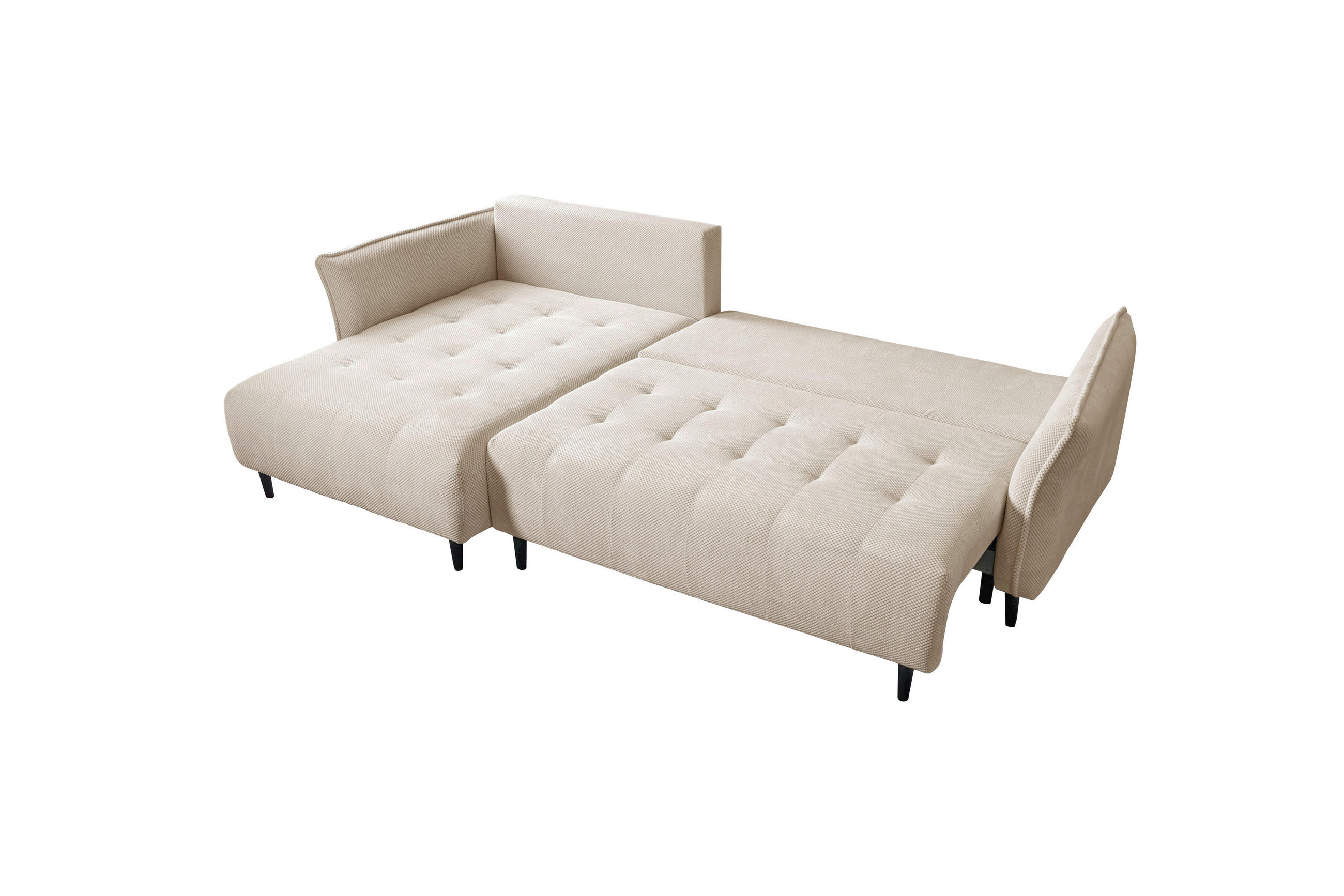 ECKSOFA MONTE CARLO Creme Struktur, Plüsch  - Creme/Schwarz, Trend, Textil (160/290cm) - MID.YOU