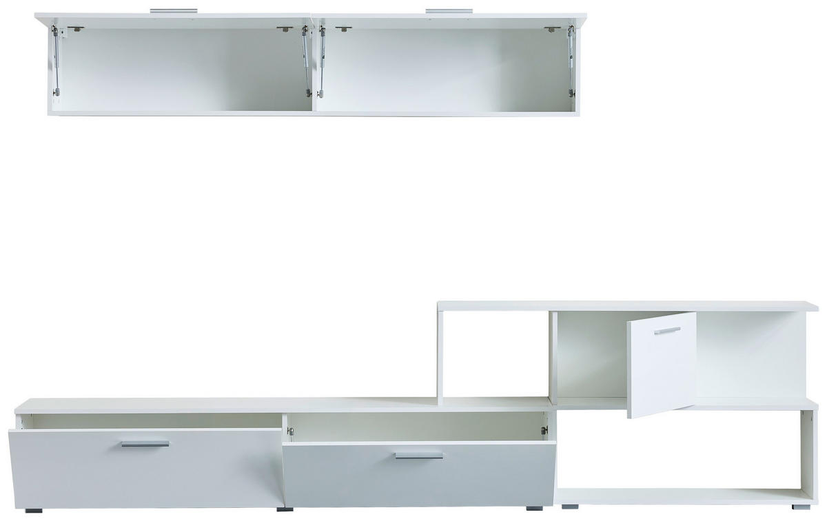OBÝVACÍ STĚNA, bílá - bílá/barvy stříbra, Design, kompozitní dřevo/plast (277/102/35cm) - MID.YOU