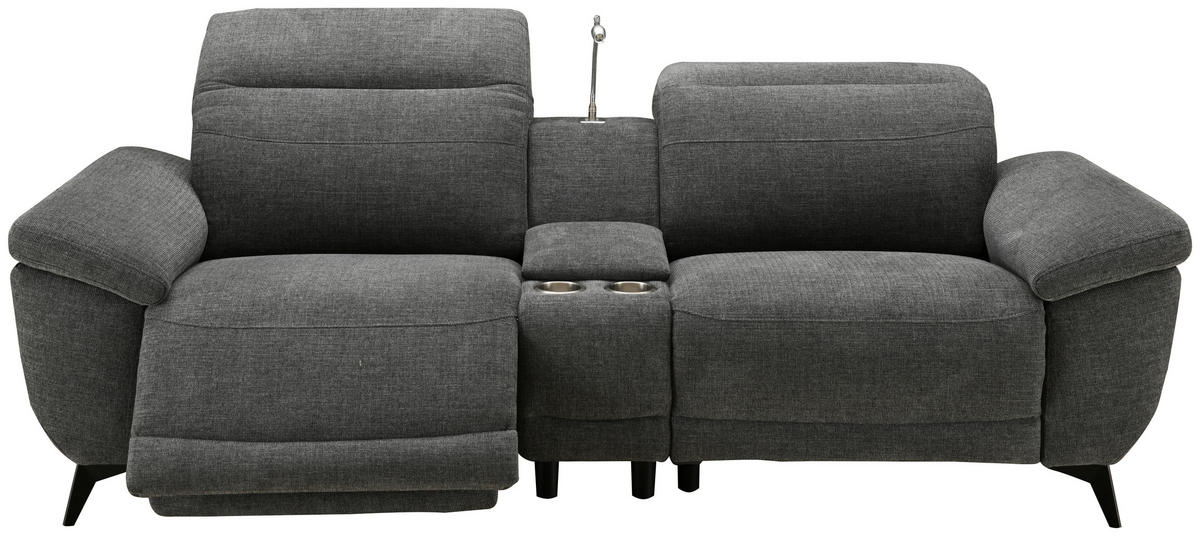 HEIMKINO-SOFA Webstoff Grau  - Chromfarben/Grau, MODERN, Textil/Metall (230/98/103cm) - Livetastic