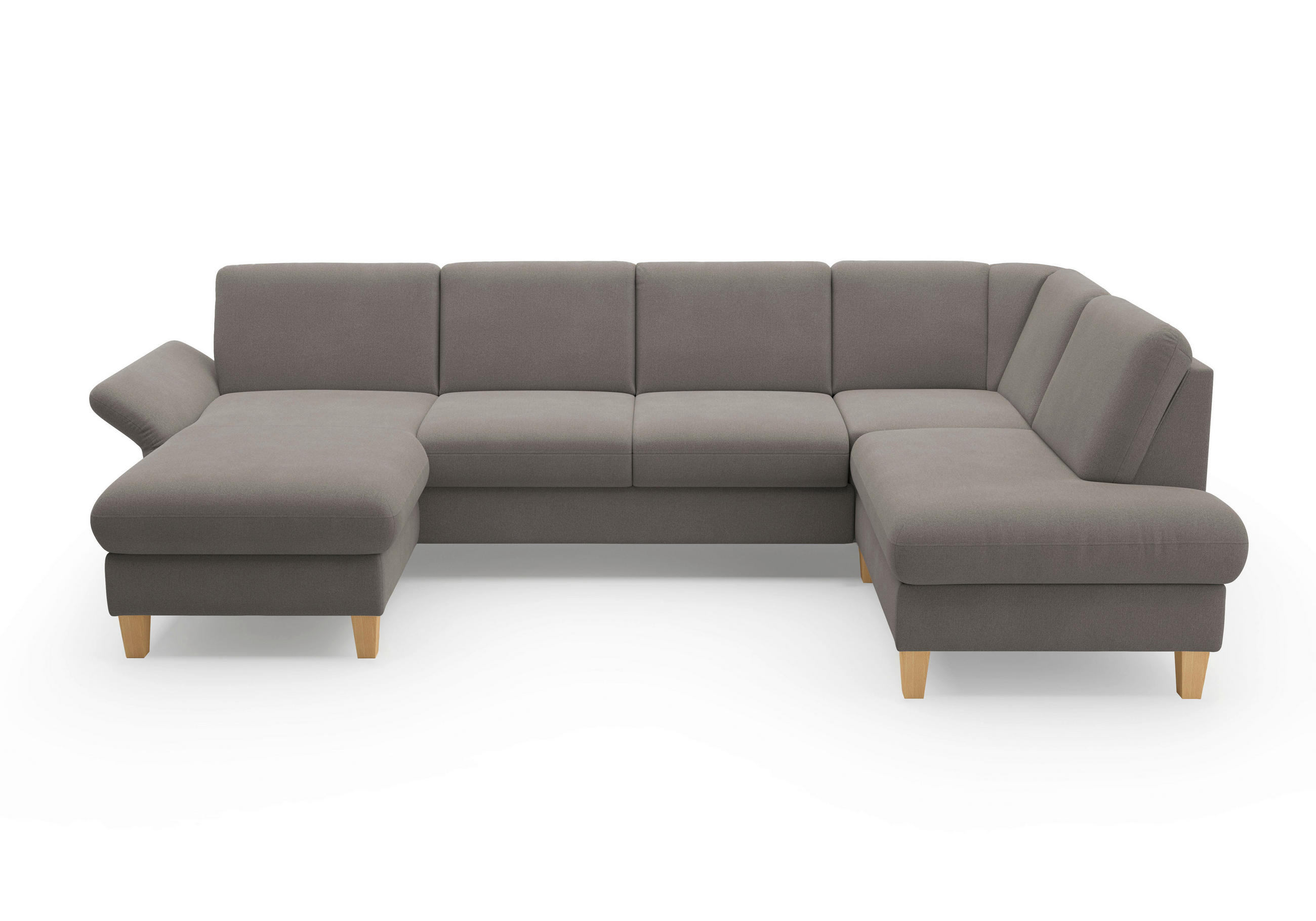 WOHNLANDSCHAFT Graphitfarben Flachgewebe  - Eichefarben/Graphitfarben, KONVENTIONELL, Holz/Textil (164/314/195cm) - Sit & More
