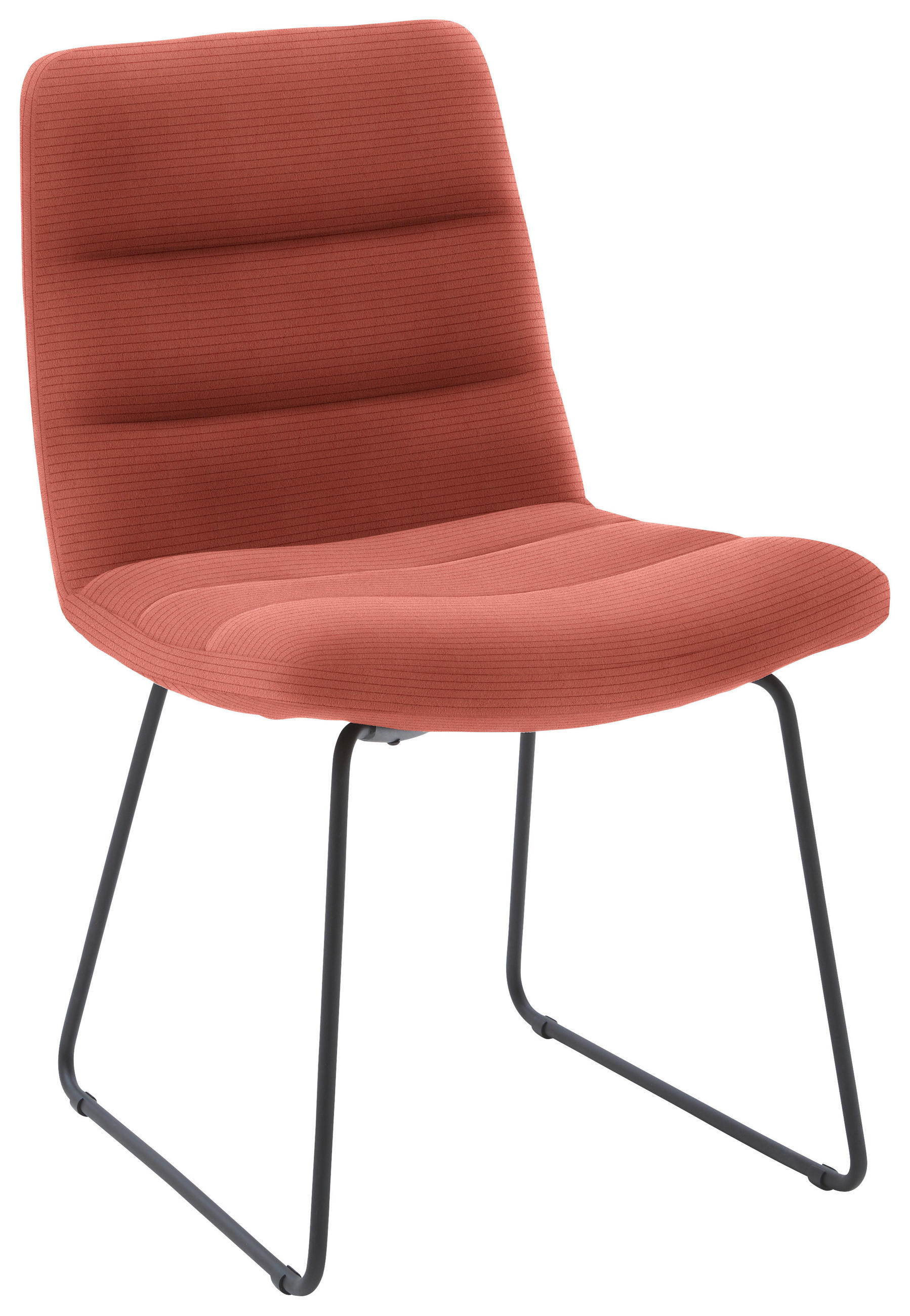 STUHL  in Cord  - Aprikose/Schwarz, Design, Textil/Metall (52/88/66cm) - Dieter Knoll
