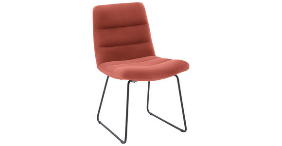 STUHL  in Cord Textil  - Aprikose/Schwarz, Design, Textil/Metall (52/88/66cm) - Dieter Knoll