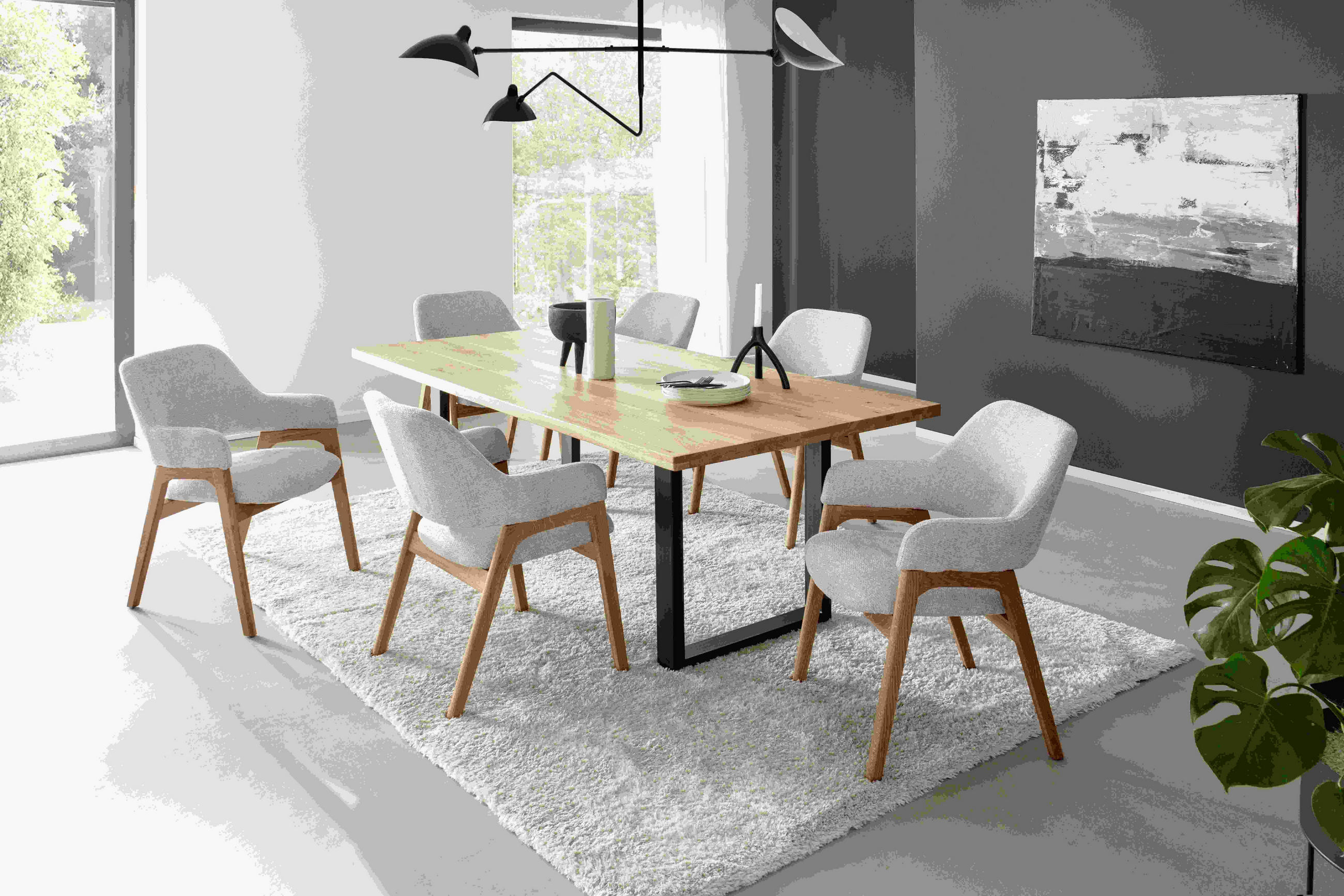 ESSTISCH Wildeiche massiv rechteckig Wildeiche  - Wildeiche/Schwarz, KONVENTIONELL, Holz/Metall (180/100/76cm) - Valdera