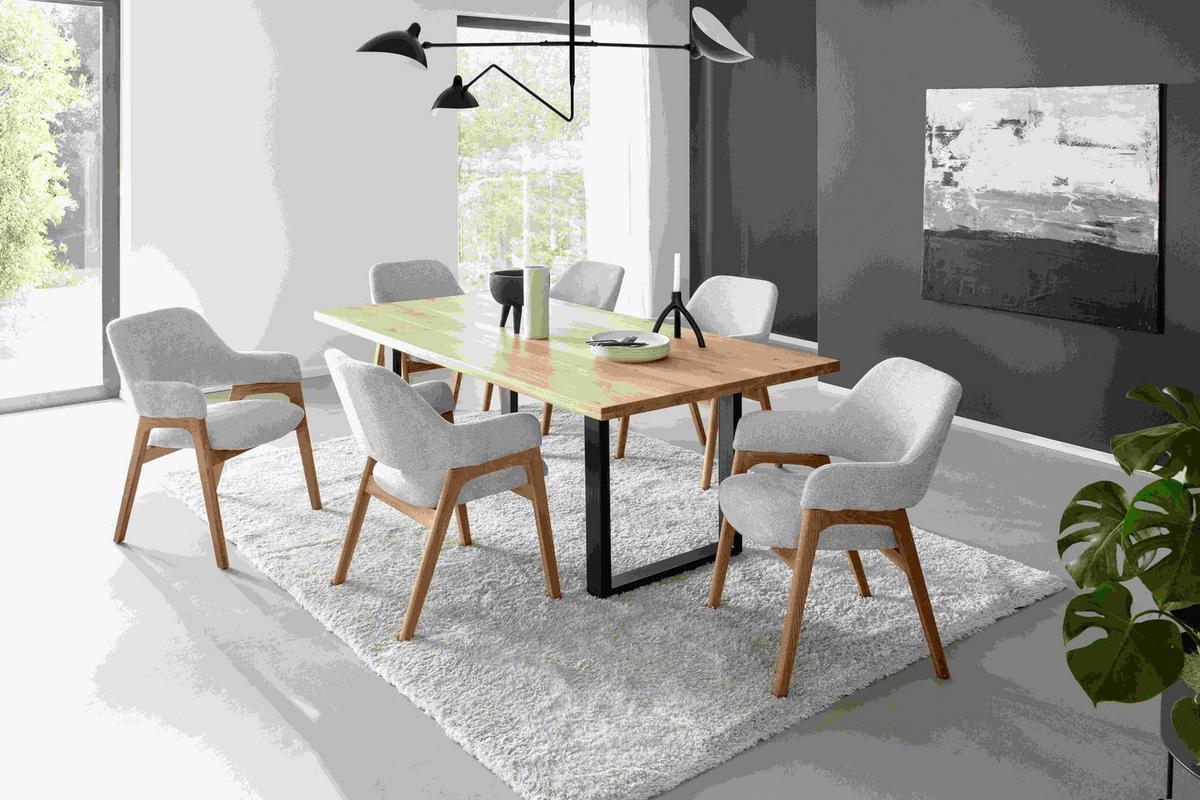 ESSTISCH in Holz 180/100/76 cm  - Wildeiche/Schwarz, Konventionell, Holz/Metall (180/100/76cm) - Valdera