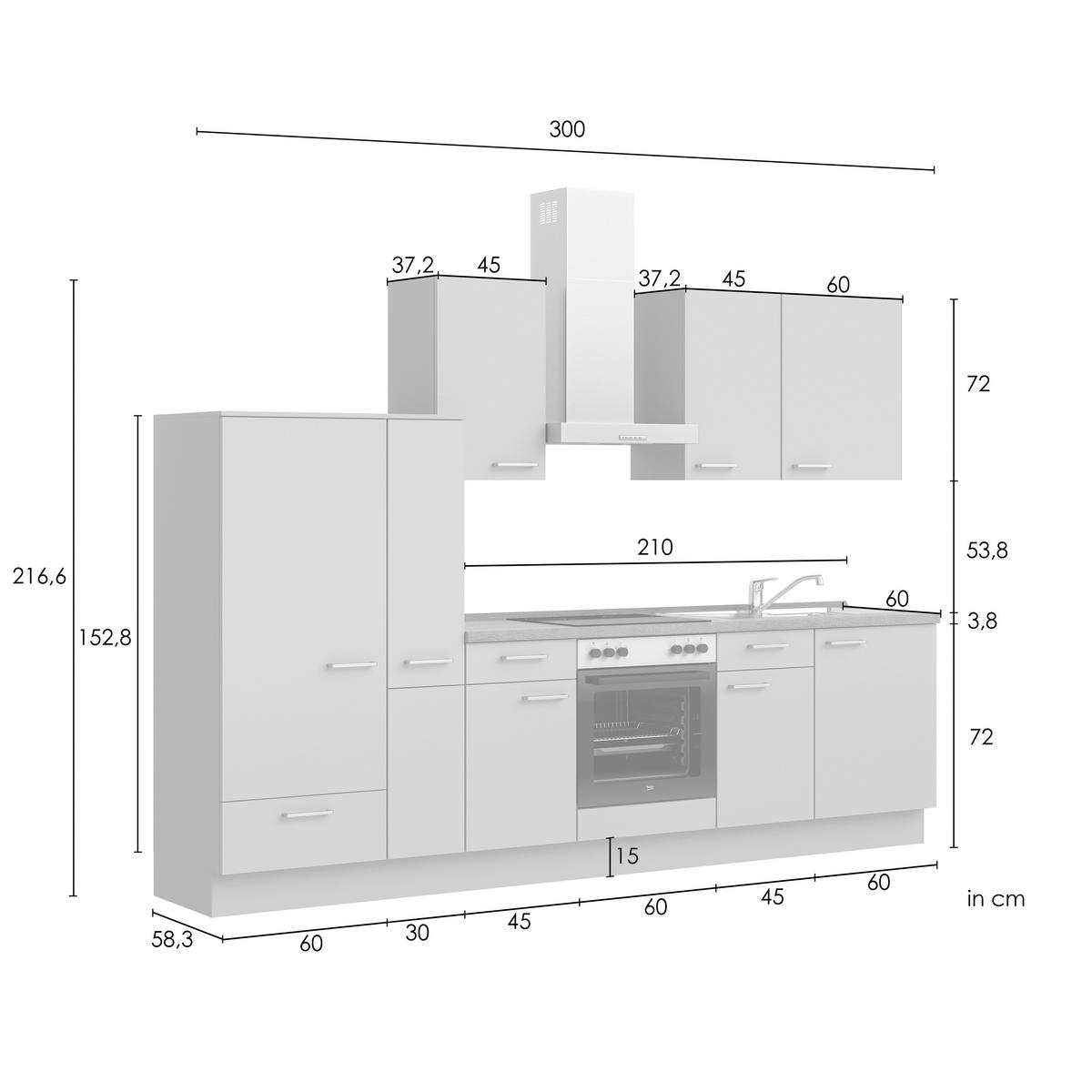 KÜCHENBLOCK Frame 300 cm  in Eichefarben, Beigebraun  - Edelstahlfarben/Eichefarben, MODERN, Holzwerkstoff/Metall (300cm) - Nobilia