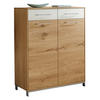 KOMMODE  in 86/105/37 cm  - Edelstahlfarben/Eichefarben, Design, Glas/Holz (86/105/37cm)