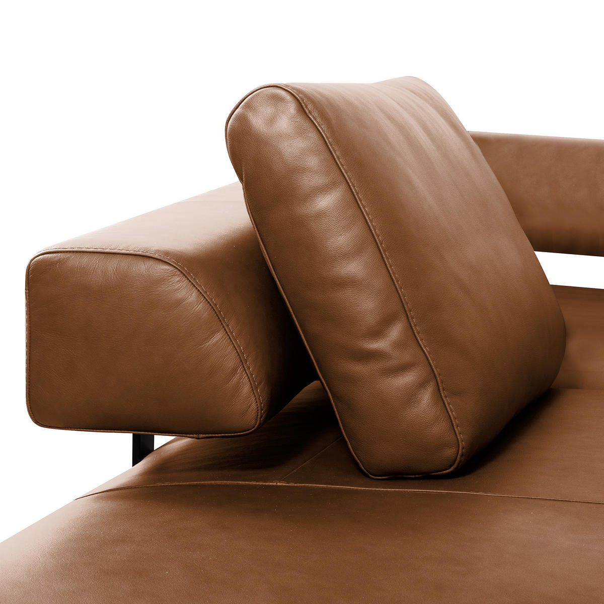 ECKSOFA  in Echtleder Cognac  237/306 cm  - Cognac/Schwarz, Design, Leder/Metall (237/306cm) - Livetastic