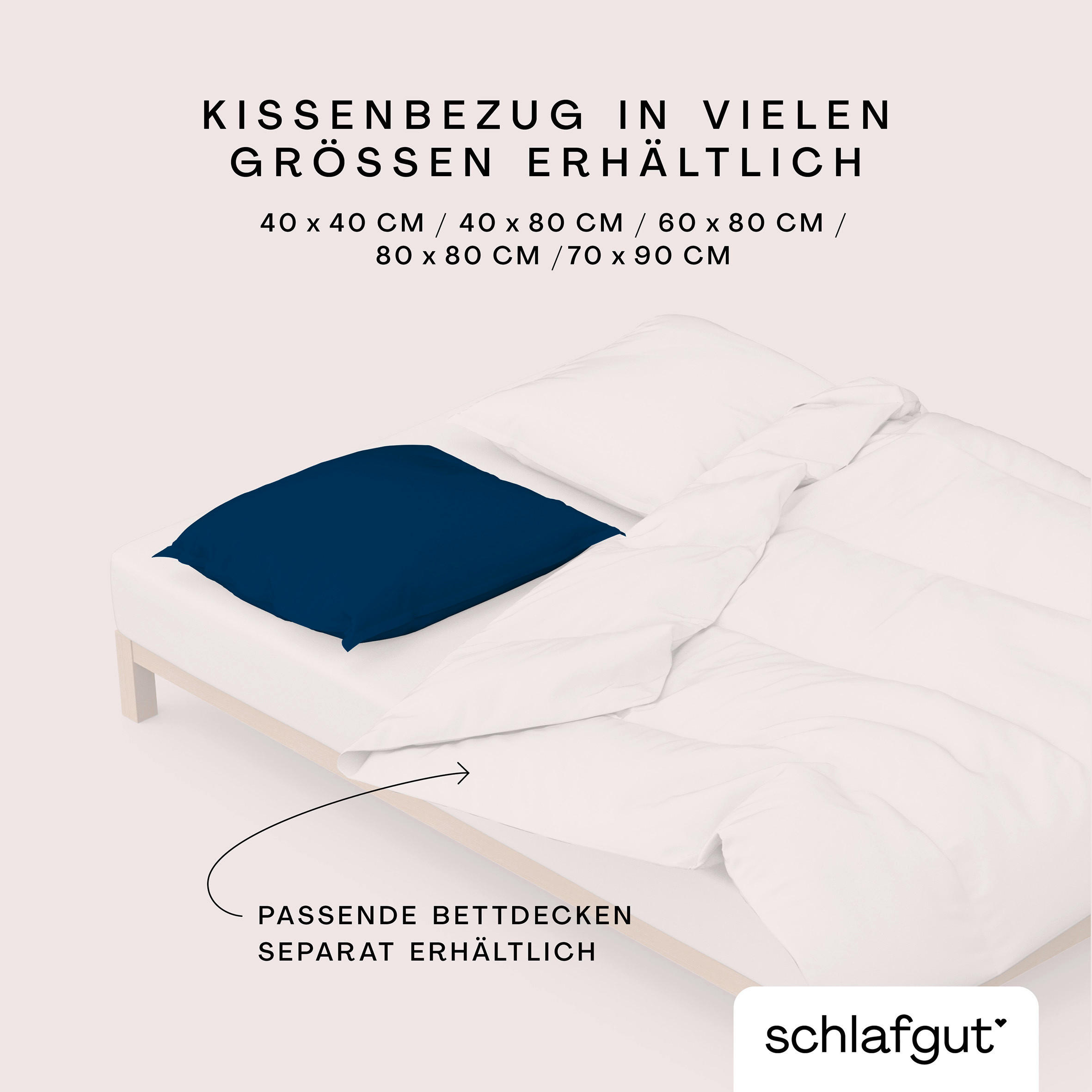 KISSENHÜLLE WOVEN SATIN 40/40 cm  - Dunkelblau, Basics, Textil (40/40cm) - Schlafgut
