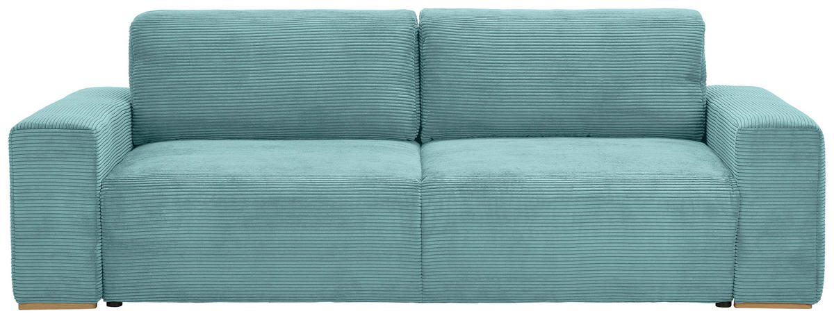 SCHLAFSOFA Cord Mintgrün  - Buchefarben/Schwarz, KONVENTIONELL, Holz/Kunststoff (255/86/123cm) - Livetastic