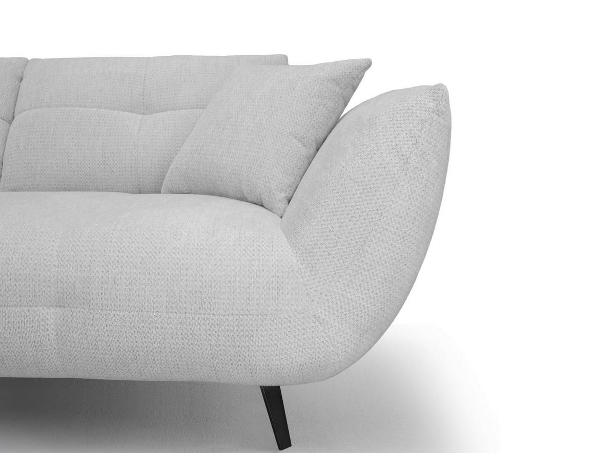 ECKSOFA Silberfarben Chenille Armlehnenkissen, Rücken echt, Sitztiefenverstellung  - Silberfarben/Schwarz, KONVENTIONELL, Textil/Metall (215/313cm) - Hom`in