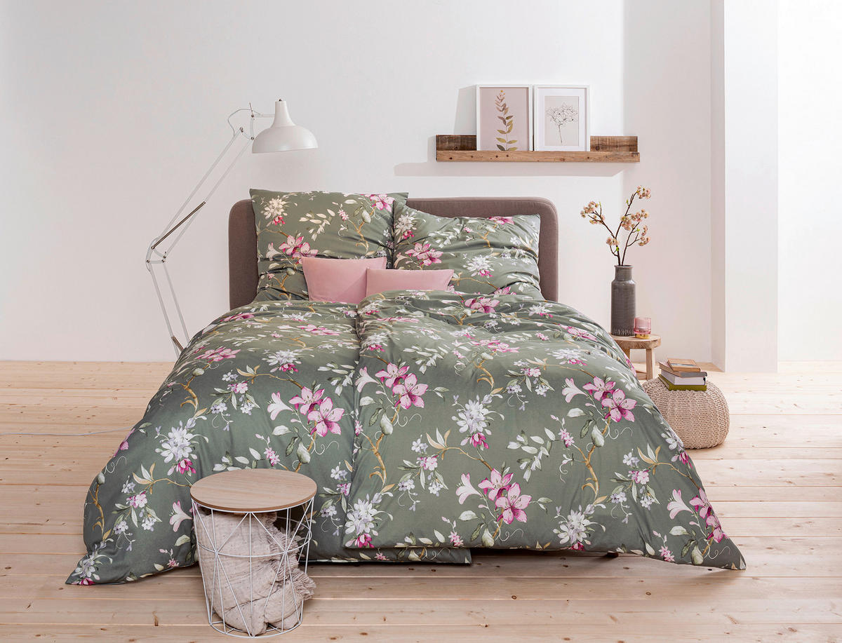 BETTWÄSCHE Flanell 155/220 cm  - Olivgrün, Design, Textil (155/220cm) - Estella