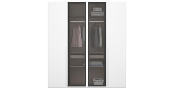 DREHTÜRENSCHRANK 201/235/60 cm 4-türig Weiß, Grau - Weiß/Grau, Trend, Glas/Holzwerkstoff (201/235/60cm) - Novel