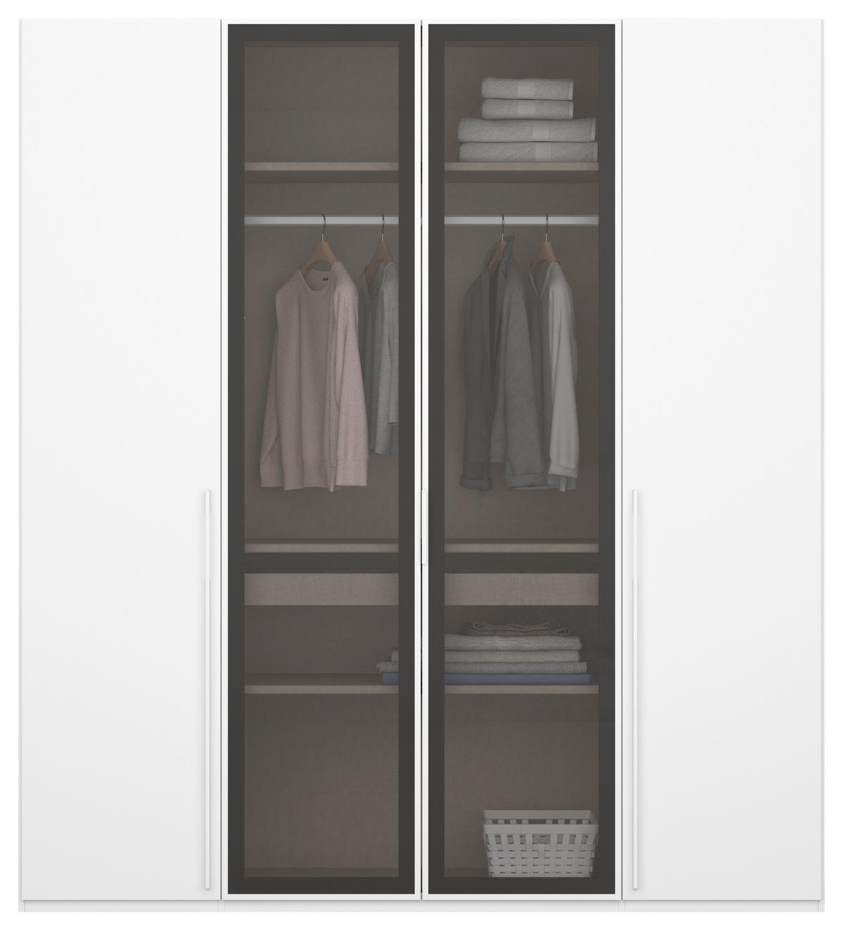DREHTÜRENSCHRANK 201/223/60 cm 4-türig Grau, Weiß  - Weiß/Grau, Trend, Glas/Holzwerkstoff (201/223/60cm) - Novel