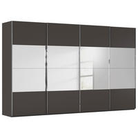 SCHWEBETÜRENSCHRANK 361/223/68 cm,  in Graphitfarben, 4 Tür(en)  - Chromfarben/Graphitfarben, Design, Glas/Holzwerkstoff (361/223/68cm) - Novel