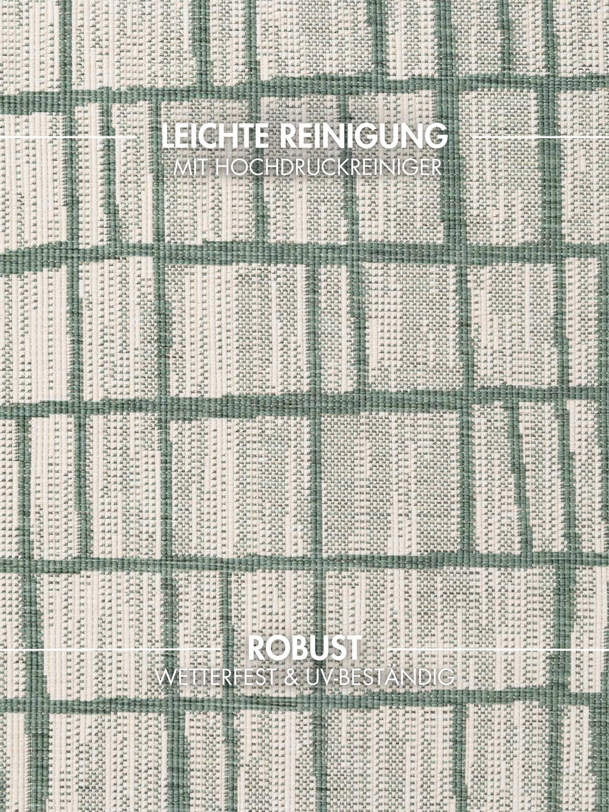 FLACHWEBETEPPICH 200 cm Haringey Grün, Weiß rund  - Weiß/Grün, Design, Kunststoff (200cm)