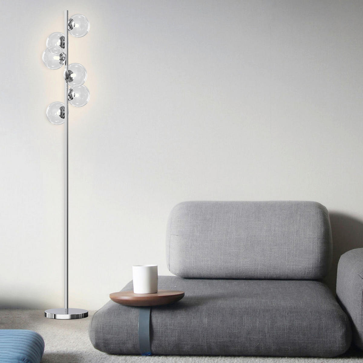 STEHLEUCHTE 28/28/156 cm    - Chromfarben, Design, Glas/Metall (28/28/156cm)