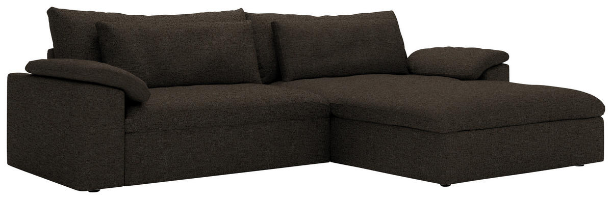 ECKSOFA Flachgewebe Schwarzbraun  - Schwarzbraun/Schwarz, Modern, Kunststoff/Textil (306/198cm) - Carryhome