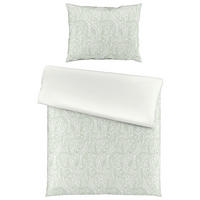 POVLEČENÍ, makosatén, bílá, šalvějově zelená, 140/200 cm  - bílá/šalvějově zelená, Romantický / Rustikální, textil (140/200cm) - Novel