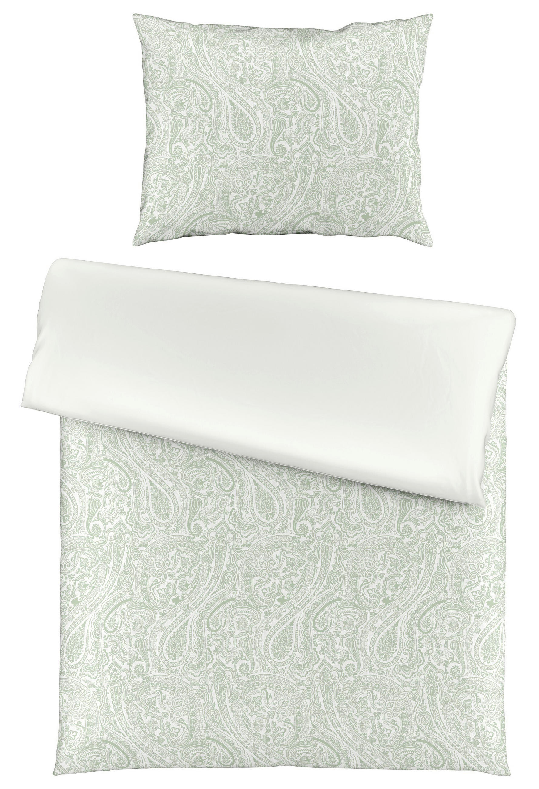 Novel POVLEČENÍ, makosatén, bílá, šalvějově zelená, 140/200 cm