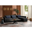 ECKSOFA  in Chenille Dunkelblau  340/190 cm  - Schwarz/Dunkelblau, Design, Kunststoff/Textil (340/190cm) - Belluti