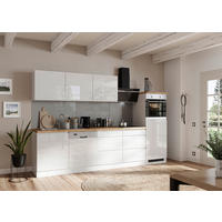 KÜCHENBLOCK 300 cm   in Weiss, Eiche Wotan, Weiss Hochglanz  - Weiss Hochglanz/Weiss, Lifestyle, Holzwerkstoff (300cm) - Held