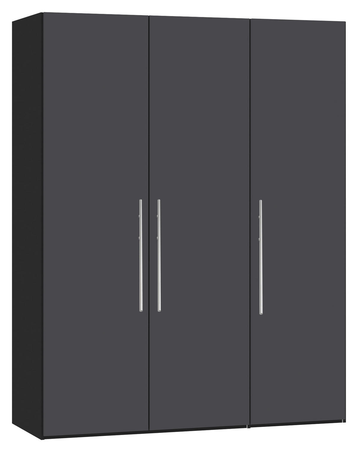DREHTÜRENSCHRANK  in Anthrazit, Schwarz  - Edelstahlfarben/Anthrazit, Design, Holzwerkstoff (152/215/59cm) - Carryhome