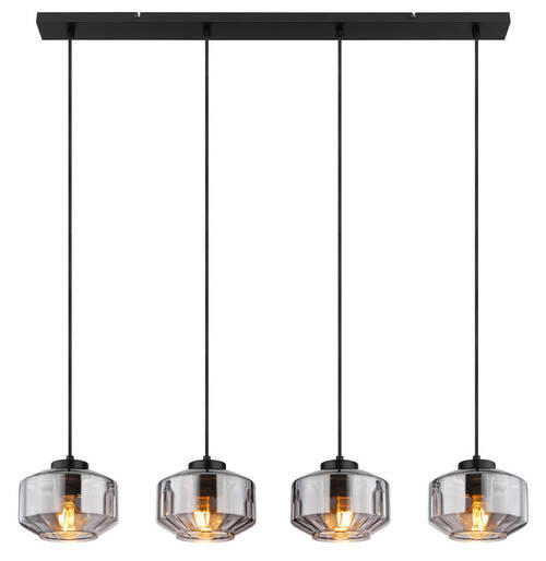 HÄNGLAMPA 96/18/120 cm  - svart, Design, metall/glas (96/18/120cm) - Globo
