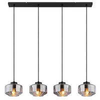 HÄNGLAMPA 96/18/120 cm  - svart, Design, metall/glas (96/18/120cm) - Globo