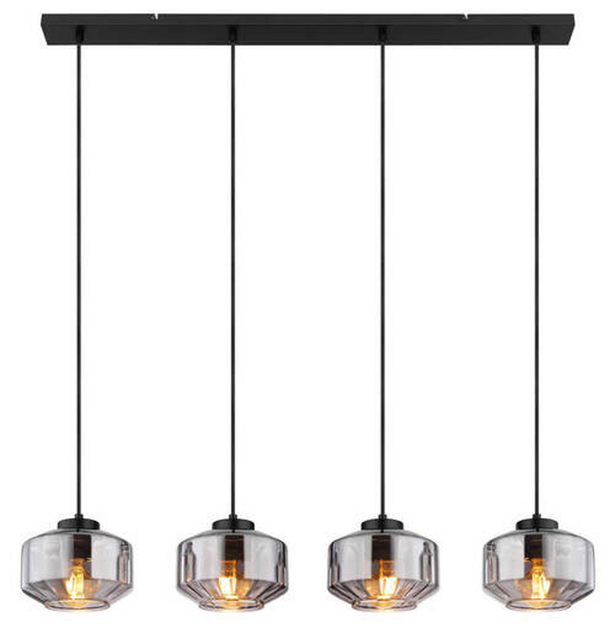HÄNGLAMPA 96/18/120 cm  - svart, Design, metall/glas (96/18/120cm) - Globo