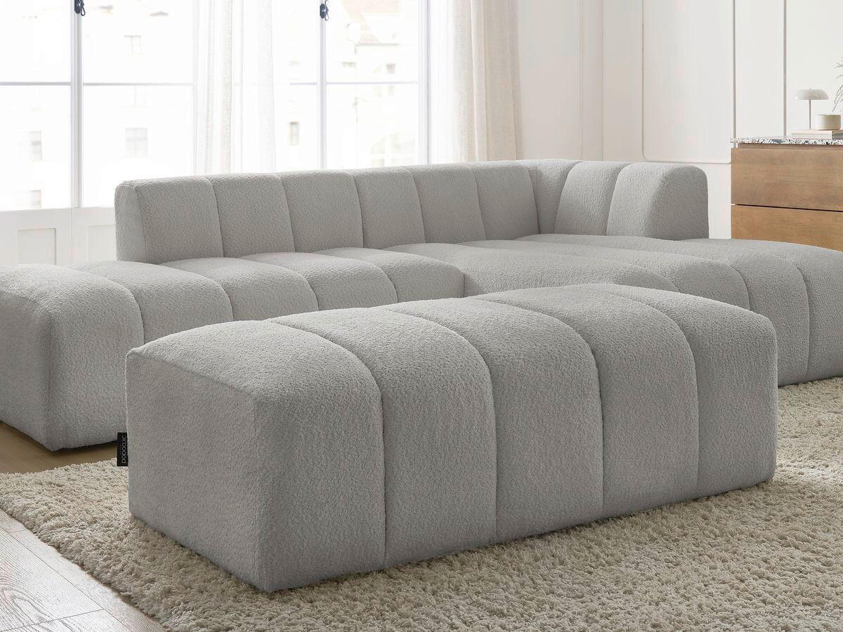 ECKSOFA  ANNECY Hellgrau Bouclé  - Hellgrau/Schwarz, MODERN, Kunststoff/Textil (262/170cm)