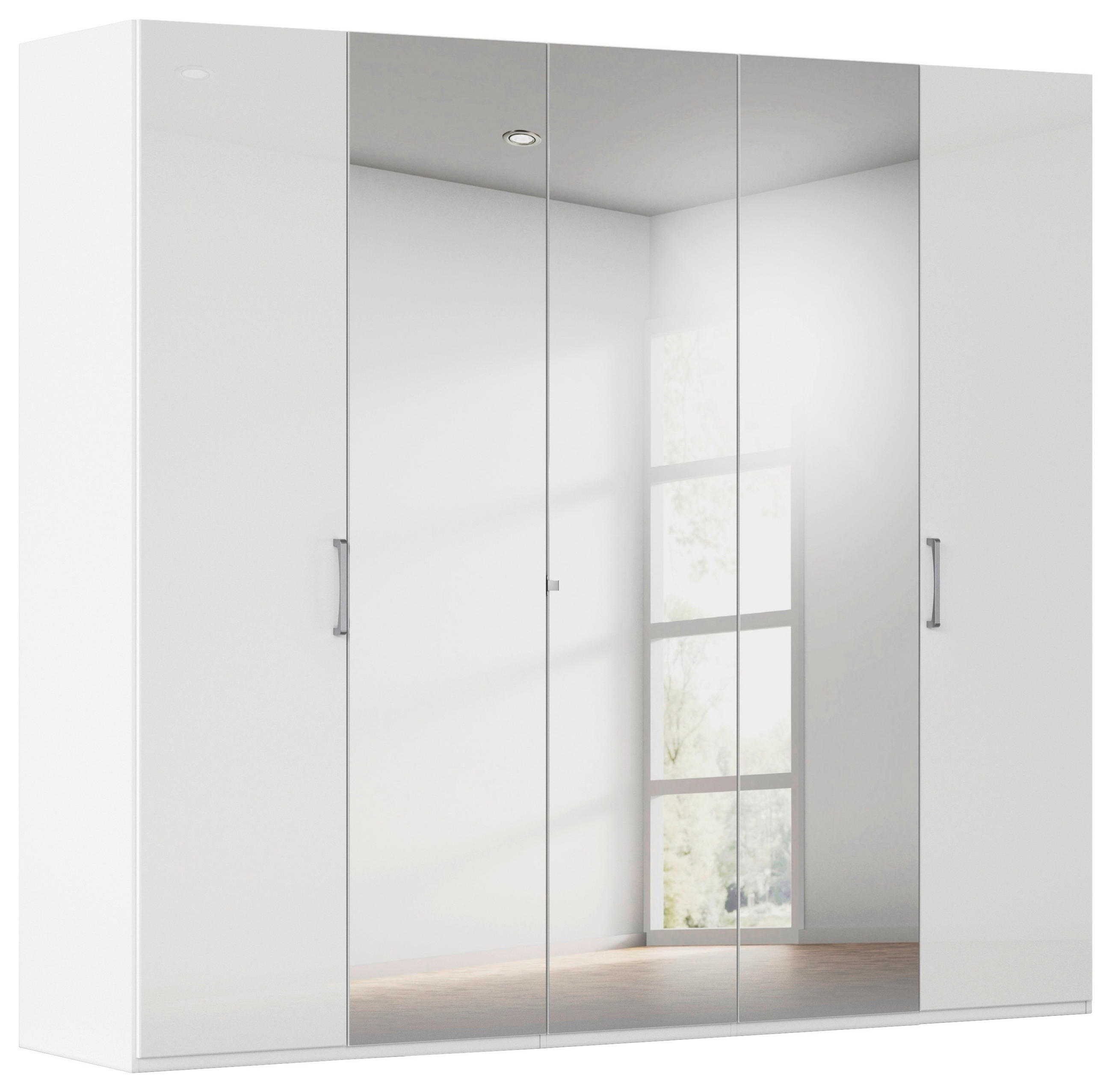 Novel Drehtürenschrank Weiß, Weiß Hochglanz 251x235x61 cm