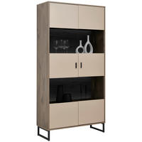 VITRINE  in Eichefarben, Hellgrau  - Eichefarben/Anthrazit, MODERN, Glas/Holzwerkstoff (94/186/37cm) - Hom`in