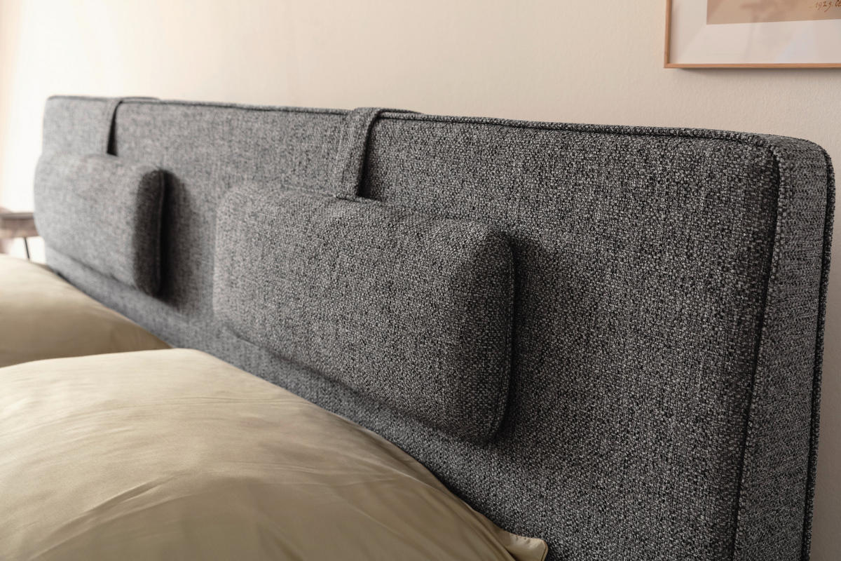 POLSTERBETT Lattenrost, Bettkasten Grau 180/200 cm  - Birkefarben/Buchefarben, Design, Holz/Textil (180/200cm) - Schöner Wohnen