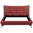 POLSTERBETT 180/200 cm,  in Kirschrot, gepolstertes Kopfteil,  - Schwarz/Kirschrot, Design, Leder/Metall (180/200cm) - Esposa